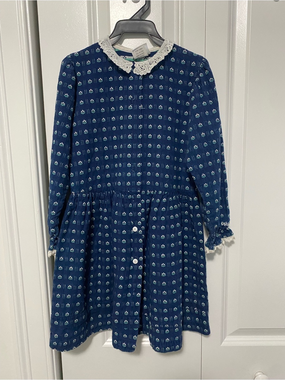 OshKosh B'gosh Vintage Navy Dress with White Lace Collar